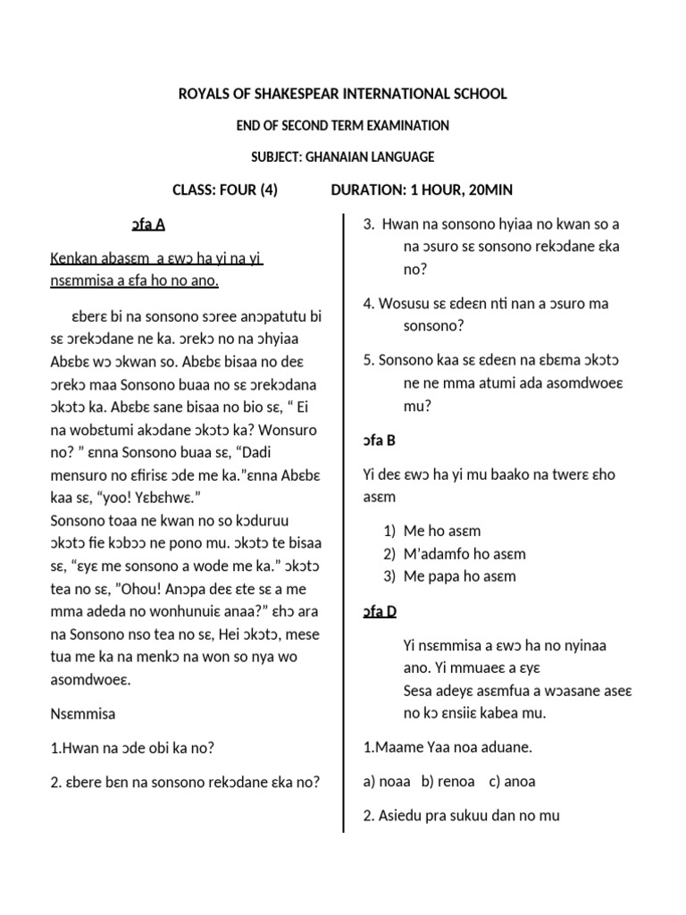Prmary 6 Twi | PDF