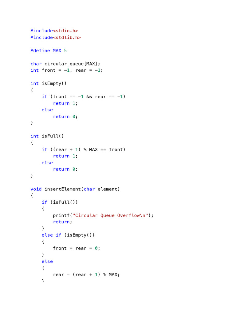 Circular Queue Implementation in C | PDF
