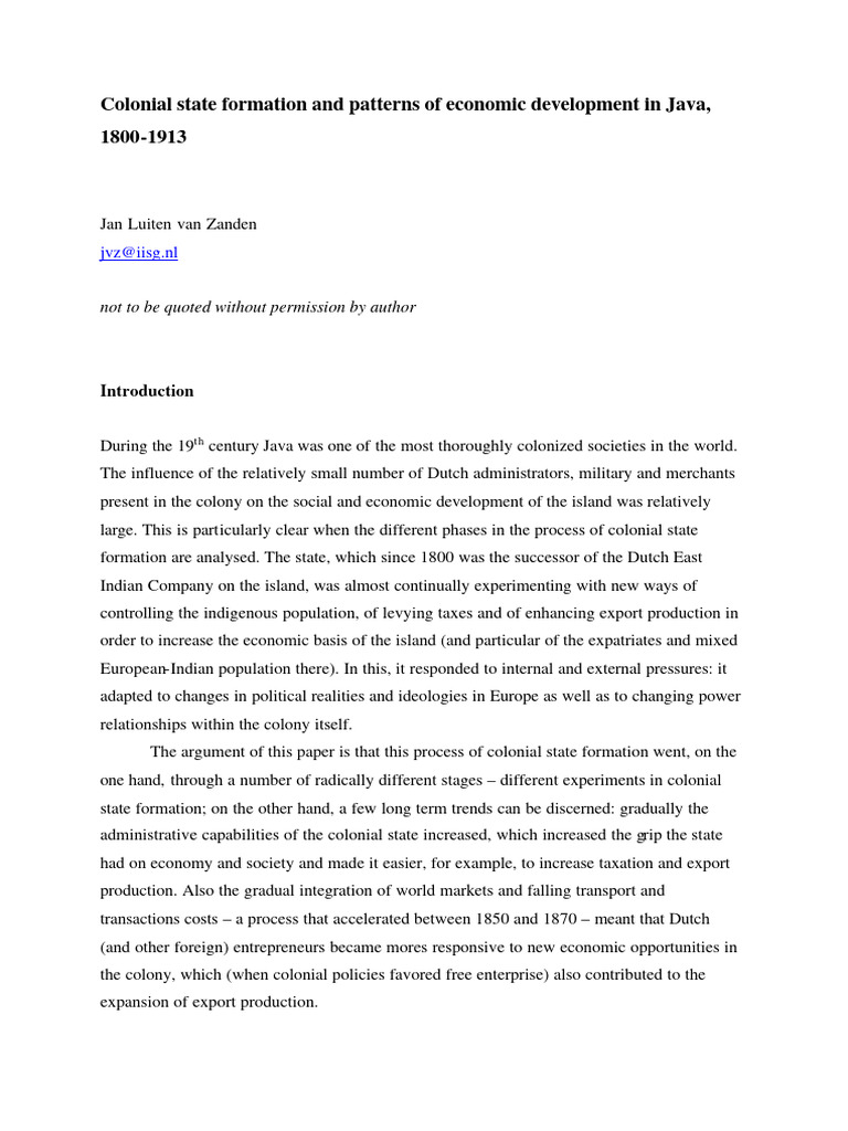Colonial State Formation and Patterns of | PDF | Java | Gross Domestic ...
