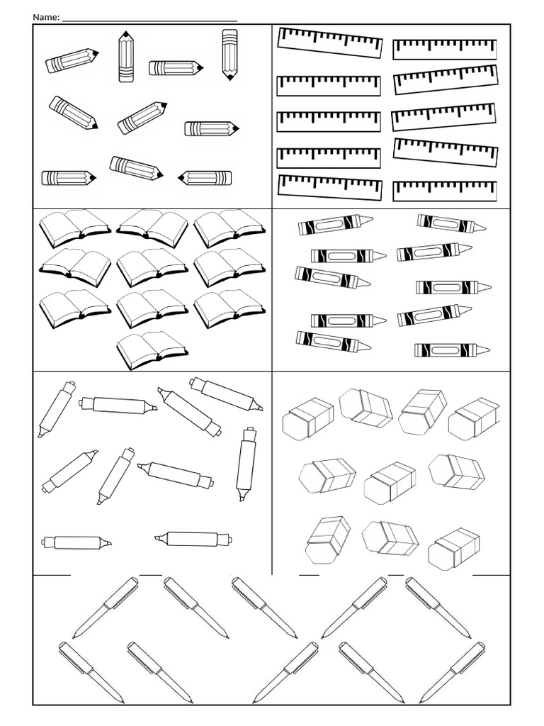 Color and Count School Objects | PDF | Color | Green