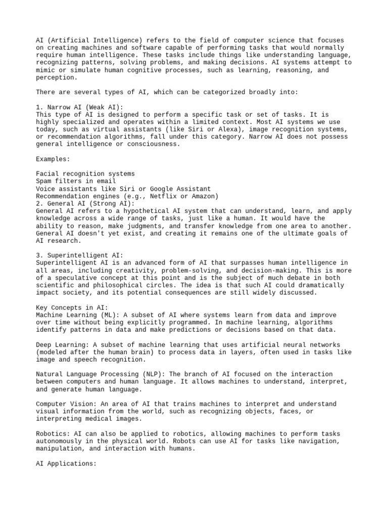 Understanding AI: Types and Applications | PDF | Artificial ...