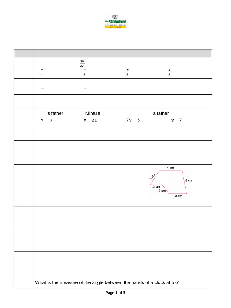 Mathematics Revision for Class VI | PDF | Mathematics