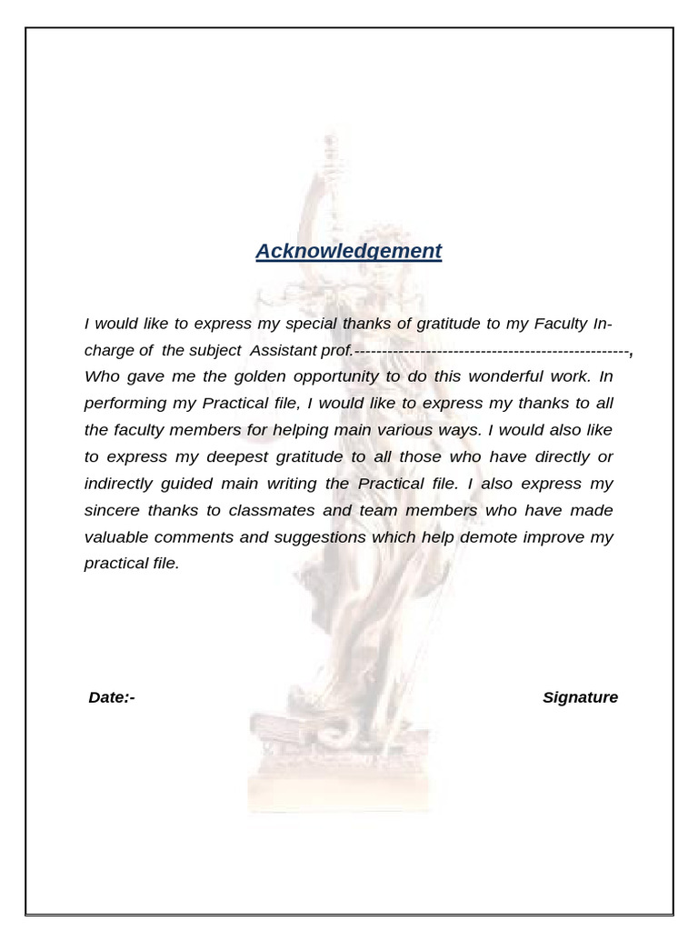 Acknowledgment of Practical File Contributions | PDF