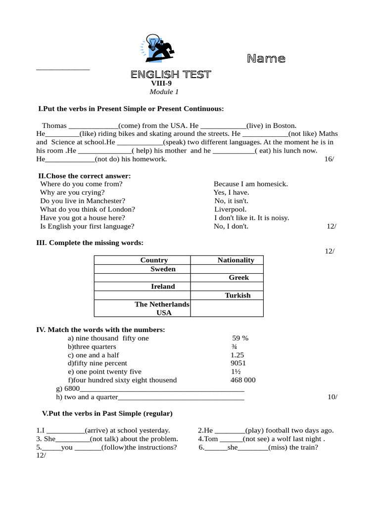 English Grammar Exercises for Beginners | PDF | Linguistics