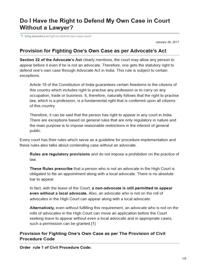 Defending Your Own Case in Court | PDF | Advocate | Lawyer