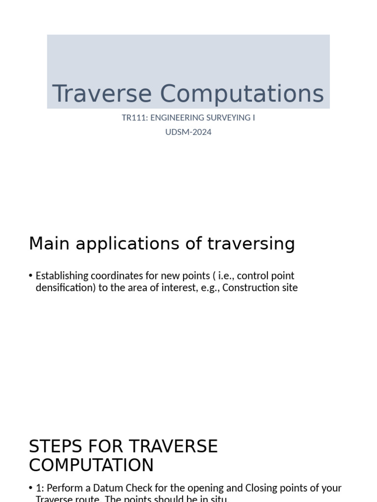Traverse Computations | PDF | Angle