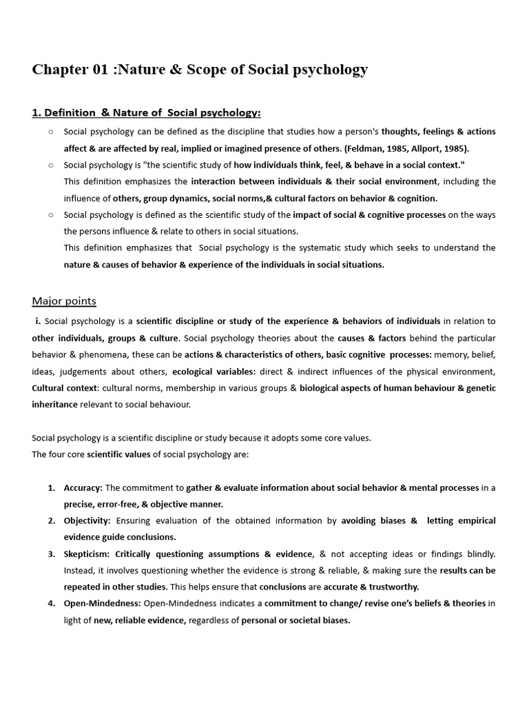 Chapter 01 Nature & Scope of Social Psychology | PDF | Social ...