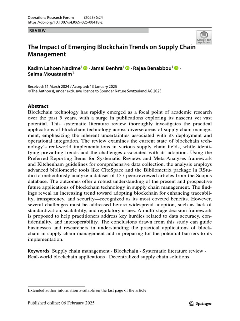 The Impactof Emerging Blockchain Trendson Supply Chain Management | PDF ...