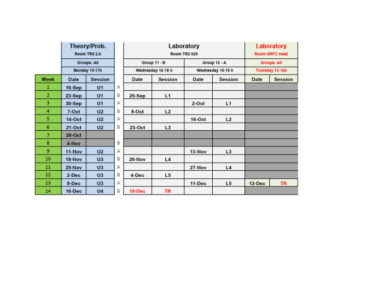 Theory and Lab Schedule Overview | PDF
