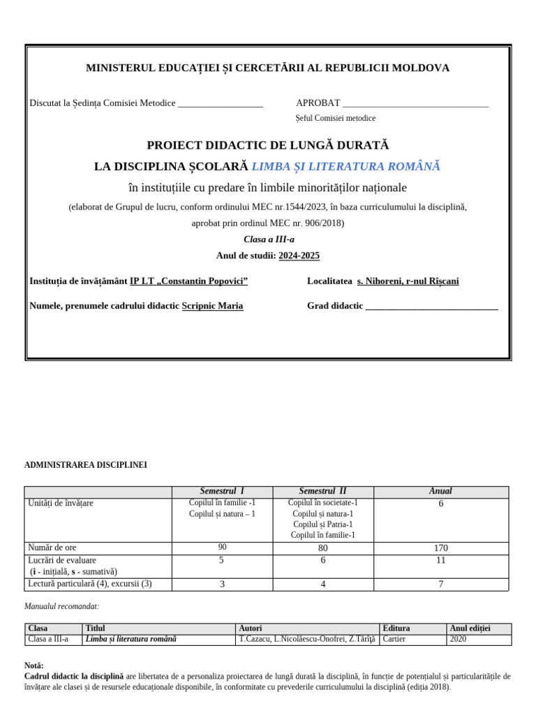 PLD Model Clasa 3 | PDF