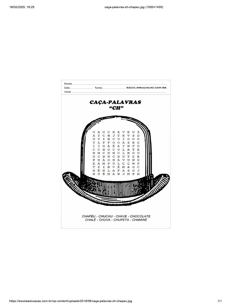 Caça Palavras CH Chapeu | PDF