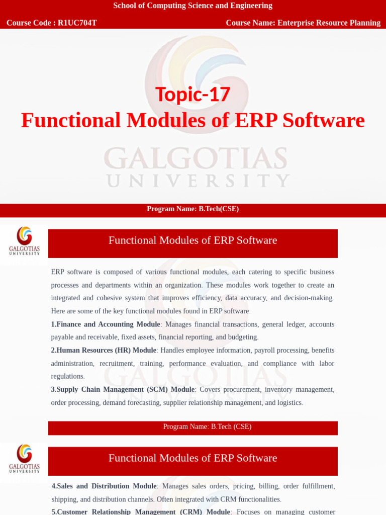 Key ERP Functional Modules Explained | PDF | Enterprise Resource ...