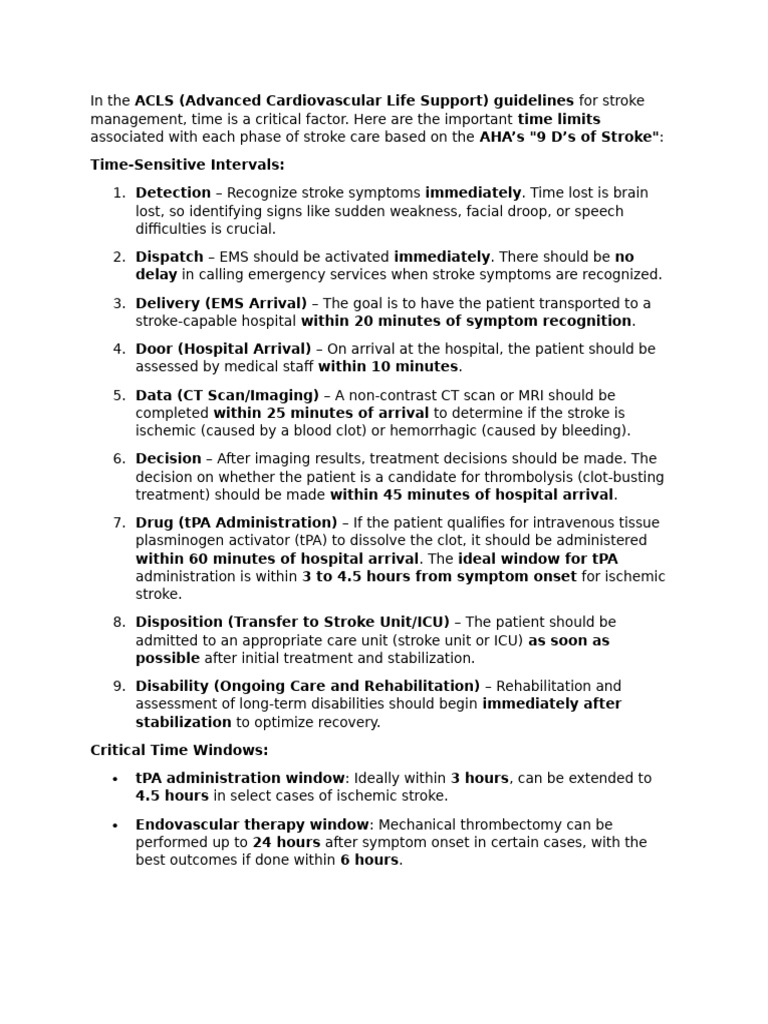 Stroke Care Critical Time Guidelines PDF