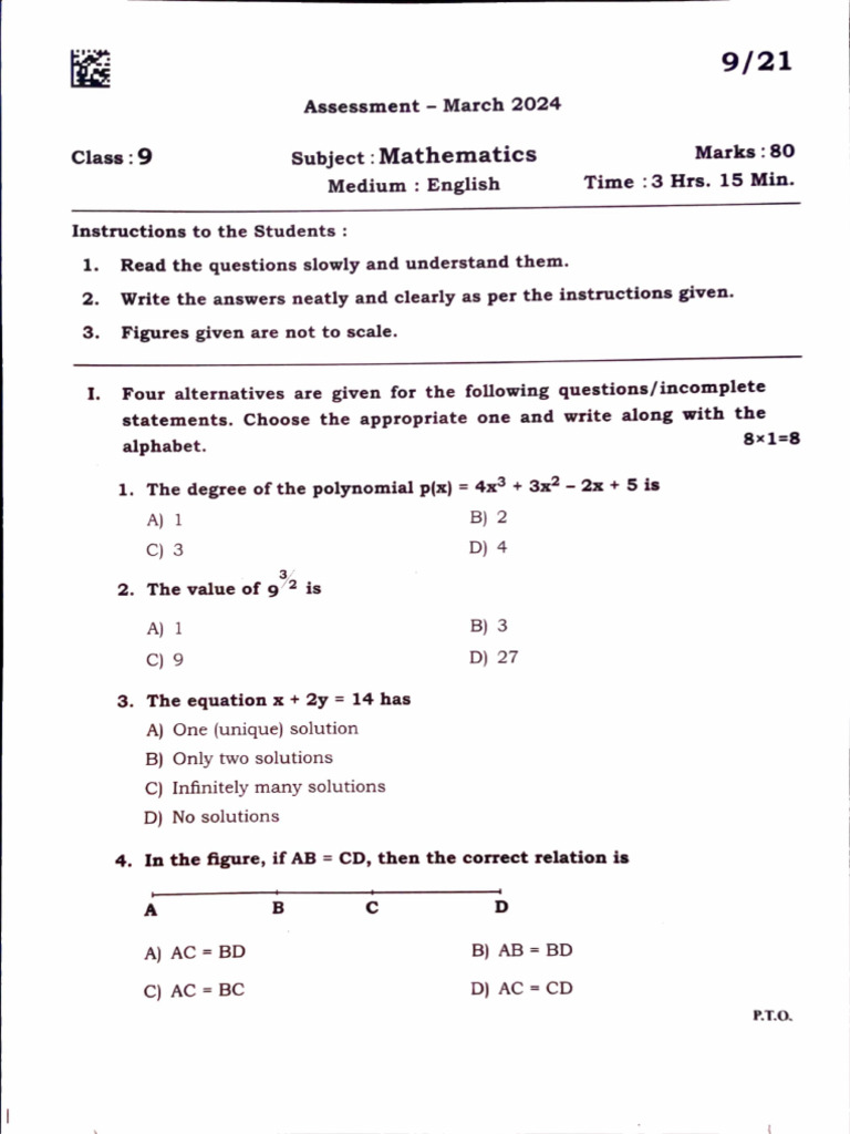 9th Maths Eng | PDF