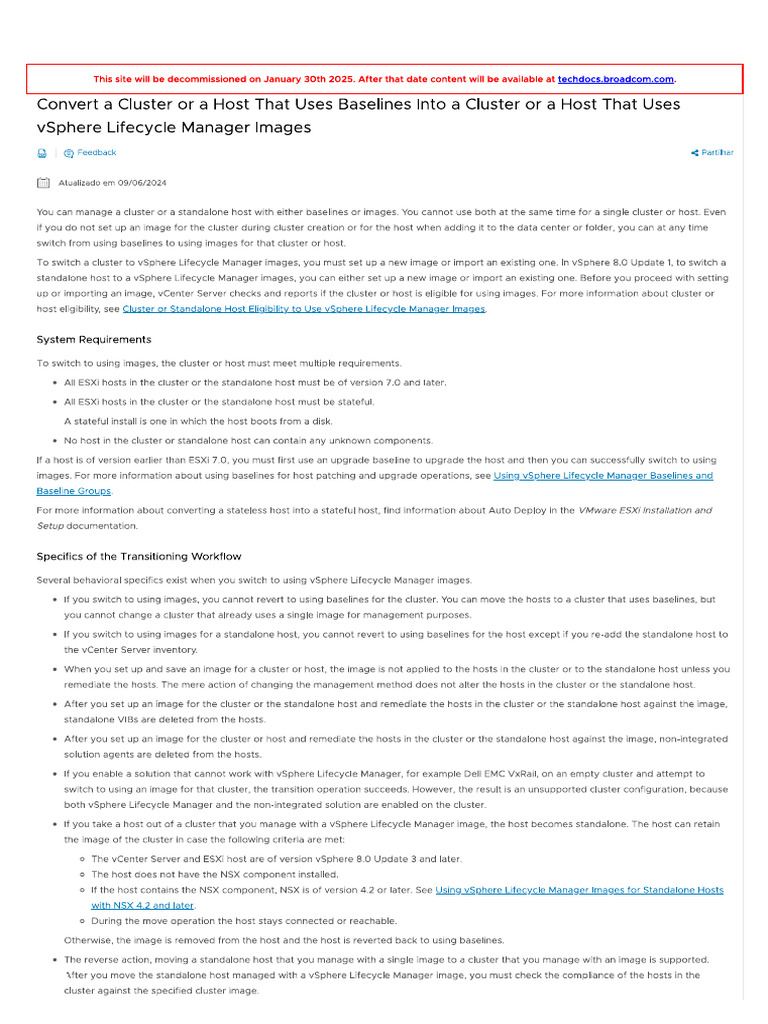 Convert A Cluster or Host Baselines To Single Image | PDF