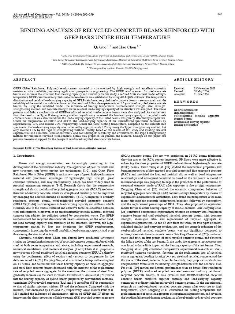 Bending Analysis of Recycled Concrete Beams Reinforced With | PDF ...