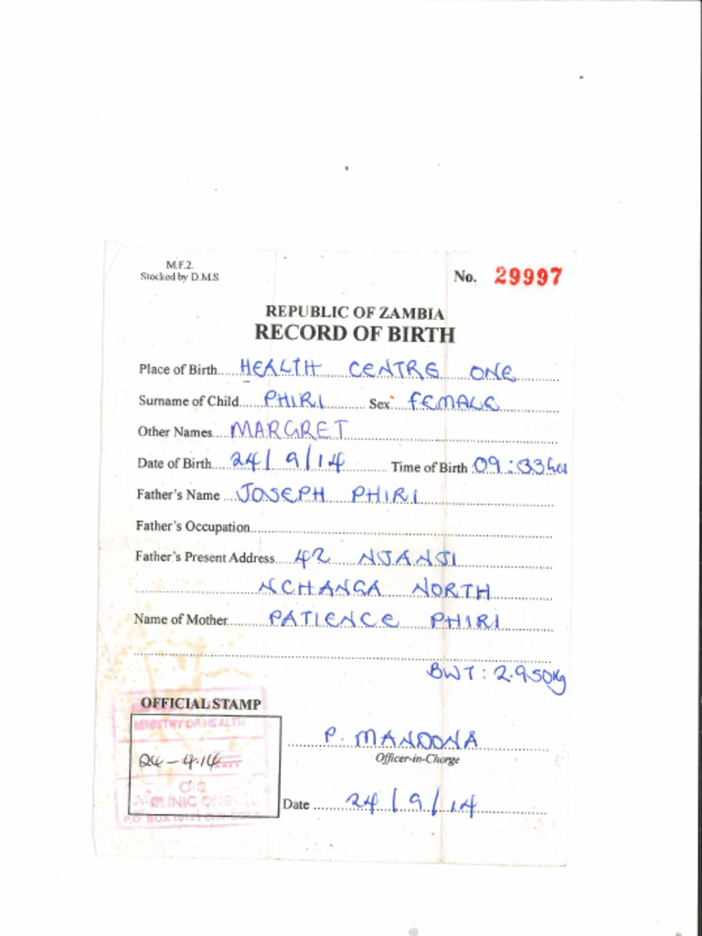 Birth Record | PDF
