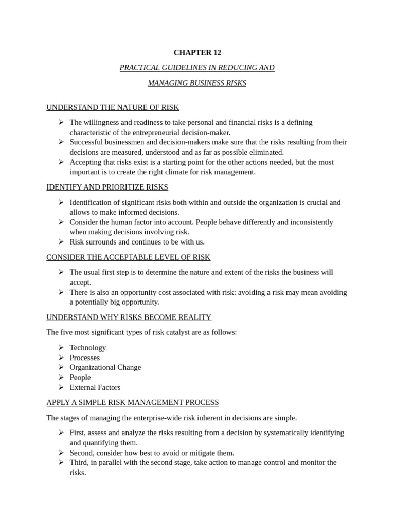 Managing Business Risks Effectively | PDF | Risk | Risk Management