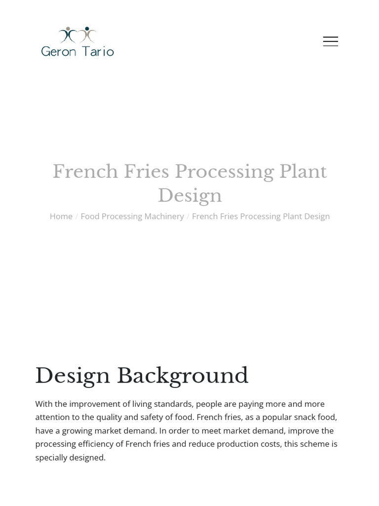 French Fries Processing Plant Design | PDF | Waste | Energy Conservation