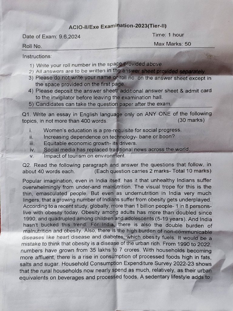 IB ACIO TIER2 | PDF | Obesity | Healthy Diet