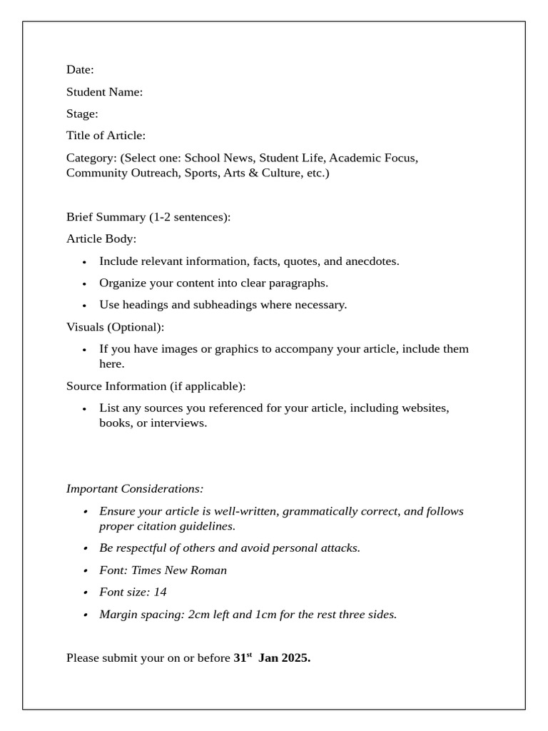 Article Submission Guidelines for Students | PDF