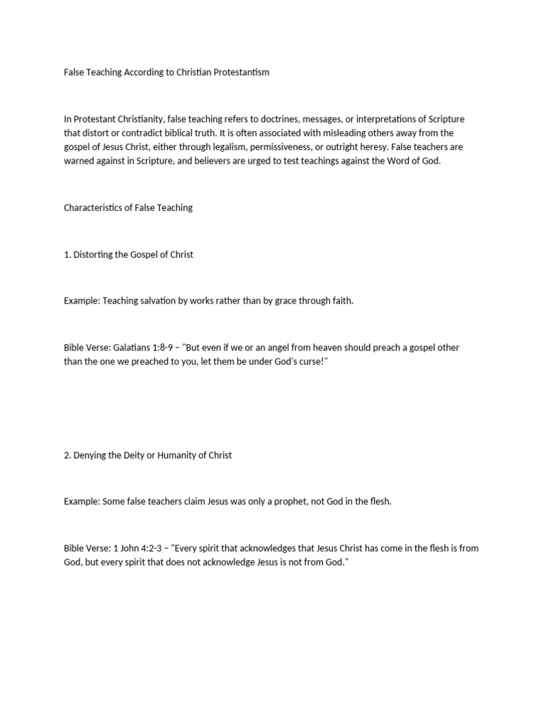 Identifying False Teaching in Protestantism | PDF | Jesus | Bible