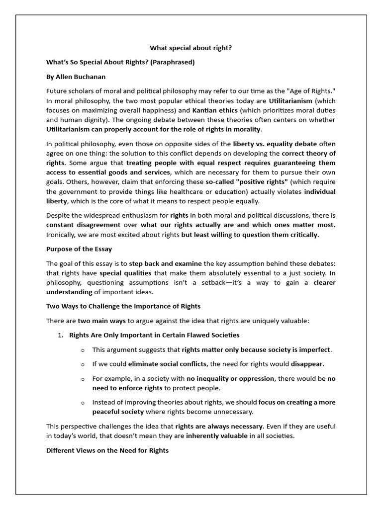 Examining the Value of Rights | PDF | Rights | Utilitarianism