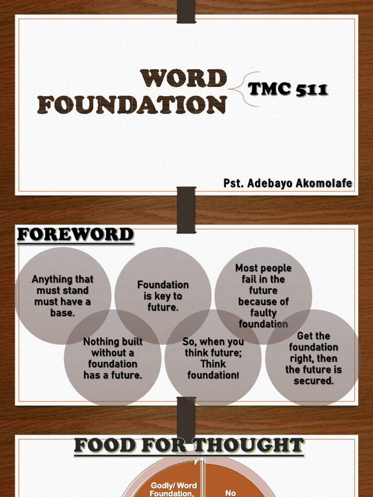 WORD FOUNDATION (TMC 511) - PST Bayo Akomolafe 2 | PDF | Jesus ...