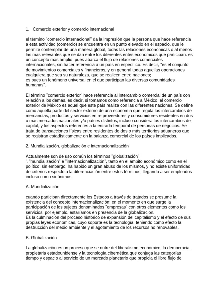 Comercio Internacional y Globalización | PDF | El comercio ...