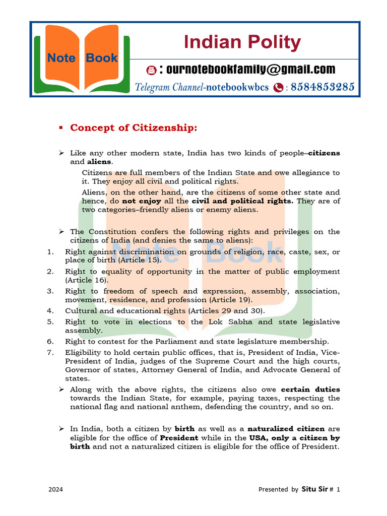 Understanding Indian Citizenship Rights | PDF | Public Law | Political Law