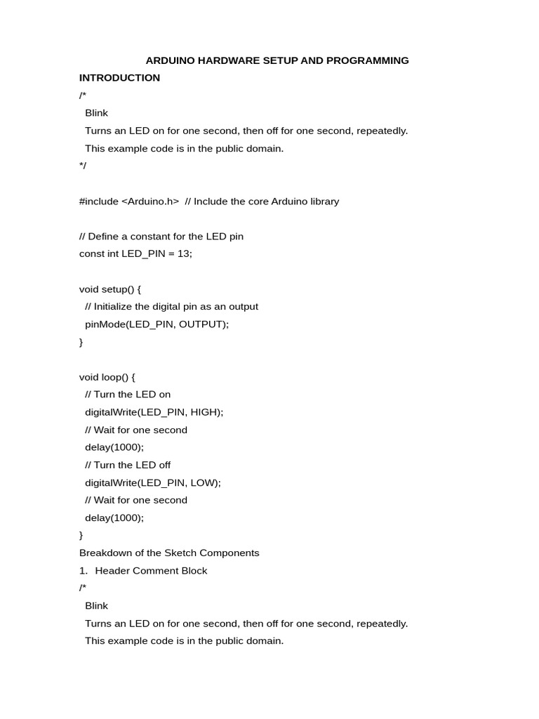 Arduino Hardware Setup and Programming | PDF | Arduino | Computer ...