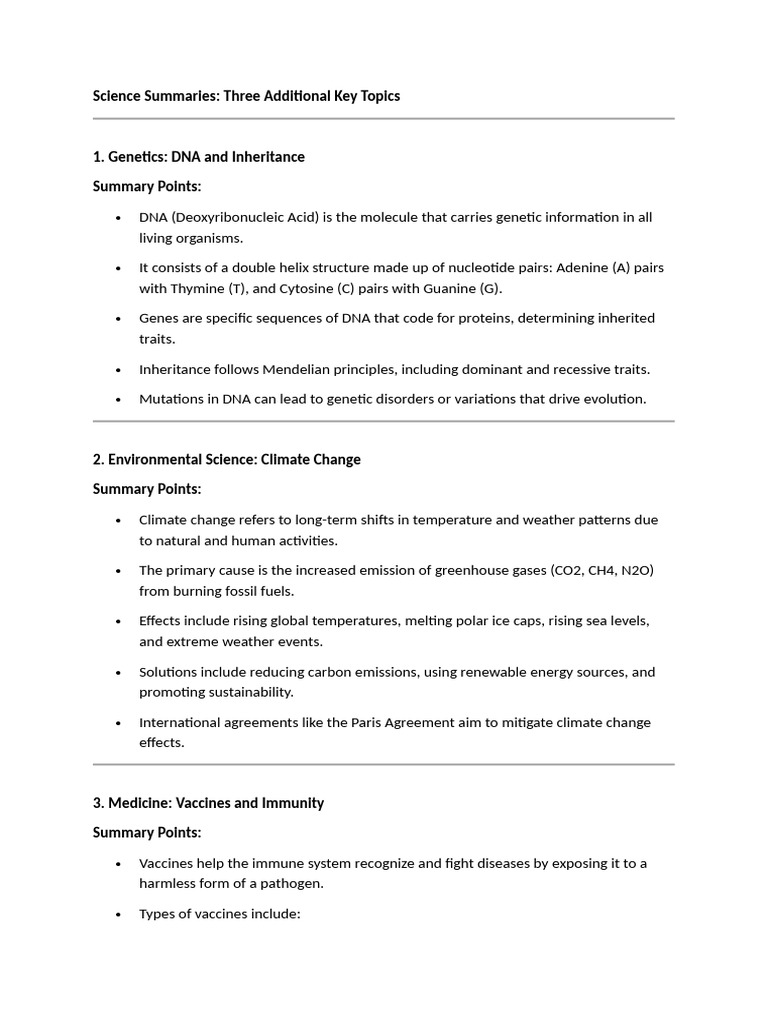 Science Summaries 5 | PDF