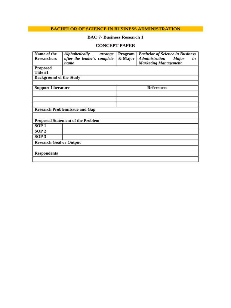 Business Research Concept Paper Guide | PDF