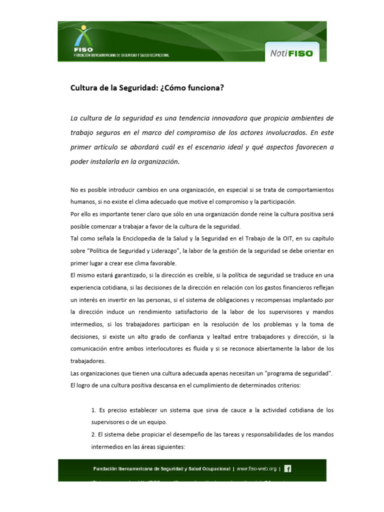 Cultura de Seguridad en el Trabajo | PDF | Valores | Comportamiento