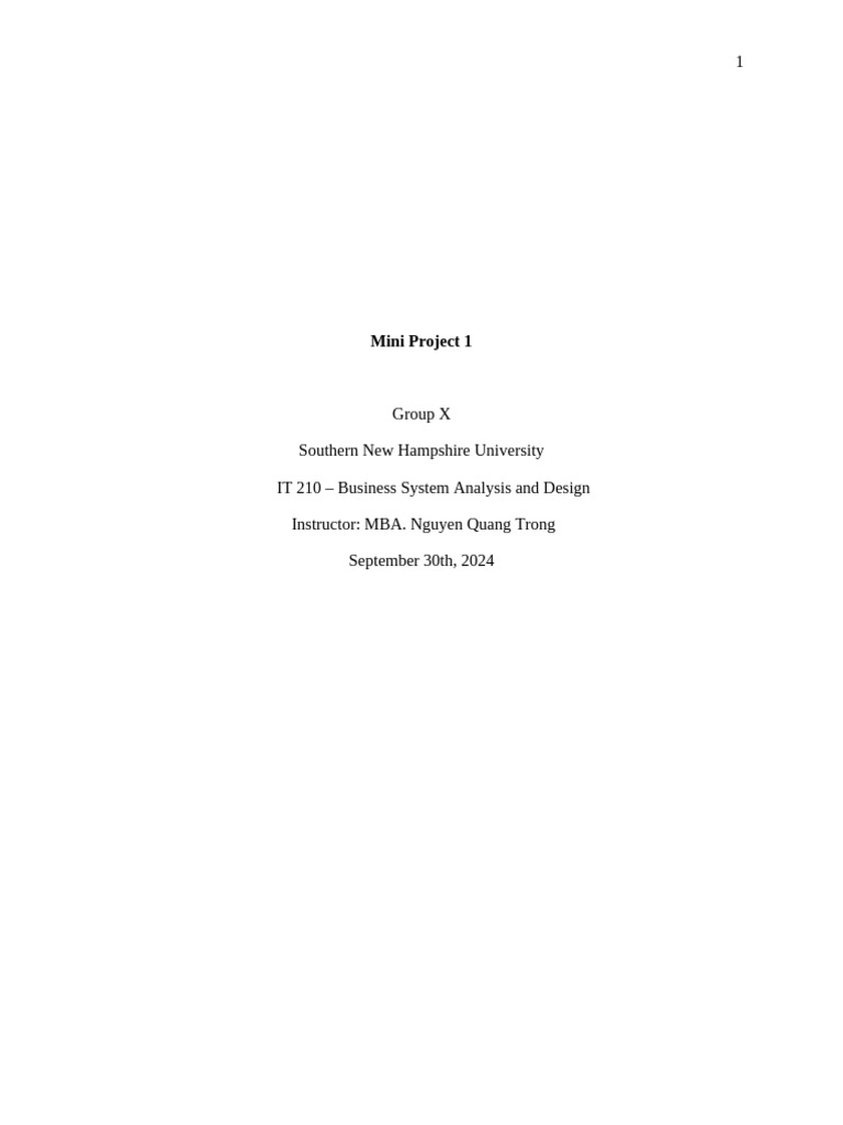 Group Project on IT Systems Analysis | PDF