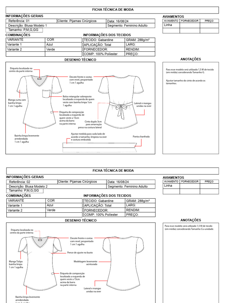 Ficha Técnica de Moda: Blusas e Calças | PDF | Moda | Roupas