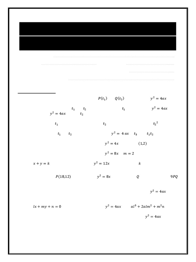 Parabola Normals: Intersection & Properties | PDF | Geometry ...