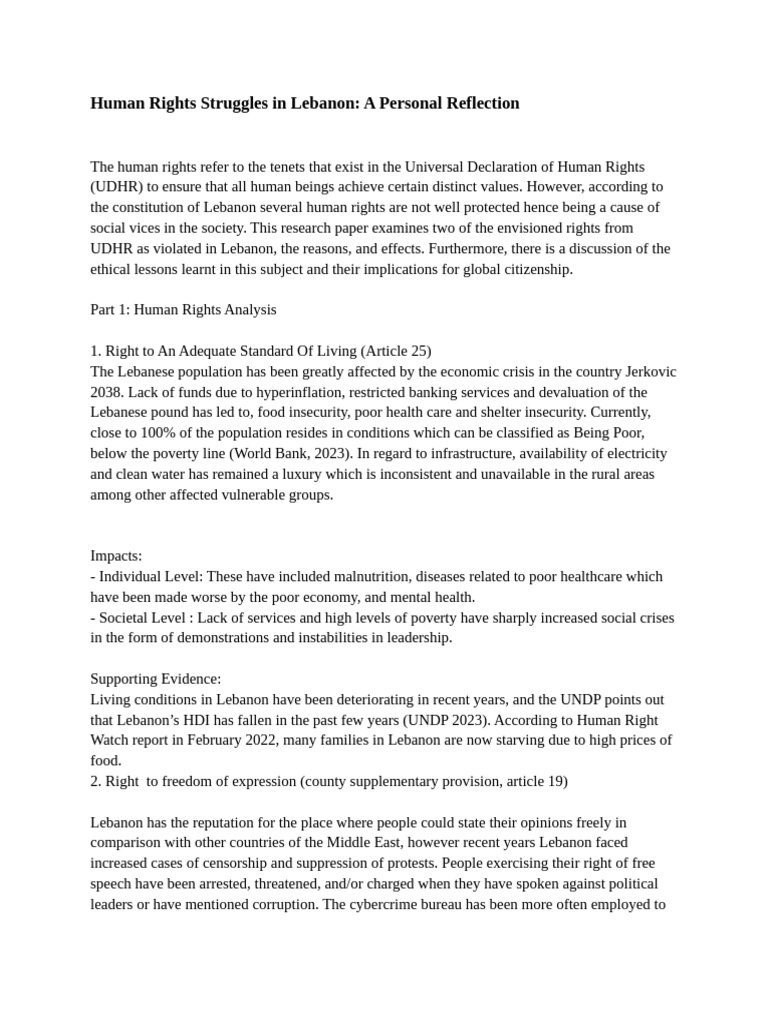 Human Rights Struggles in Lebanon A Personal Reflection 2 | PDF | Human ...