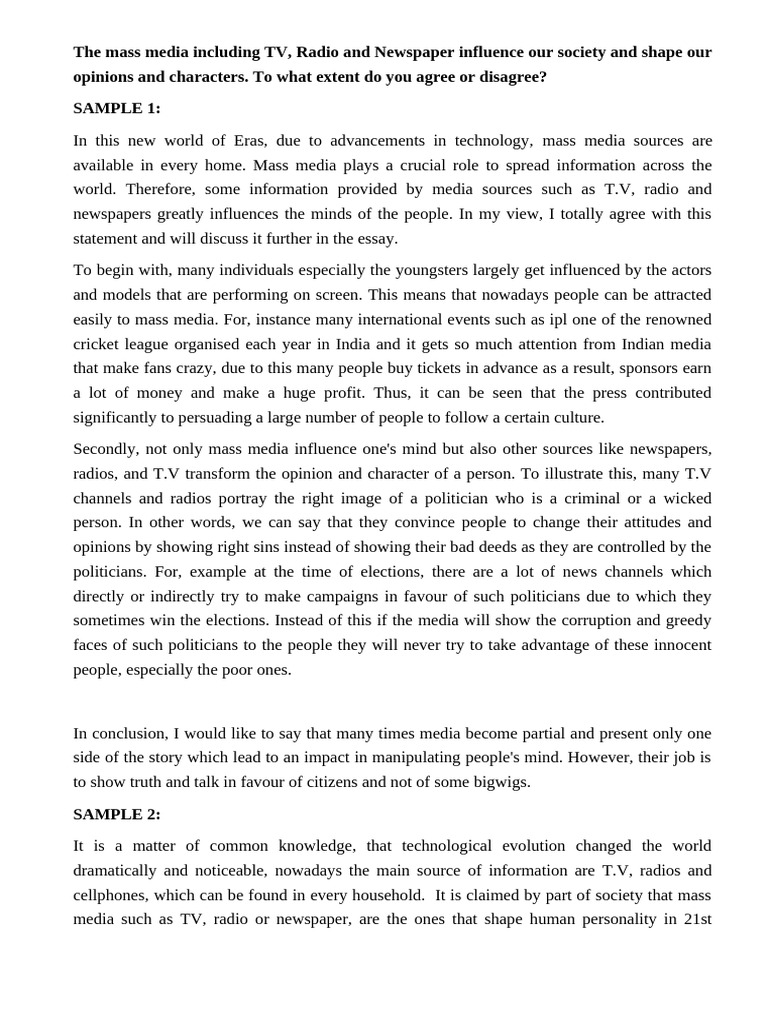 Impact of Mass Media on Society | PDF | Mass Media | Reason