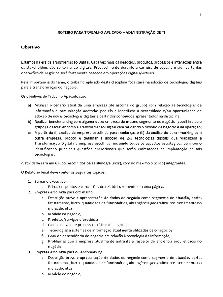 Roteiro Para Trabalho Aplicado - CGAE - TDN (1) | PDF | Avaliação ...
