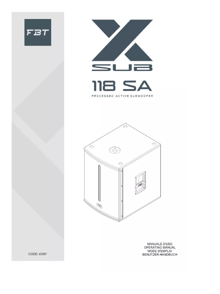 Manual de usuario FBT X-SUB 118SA | PDF