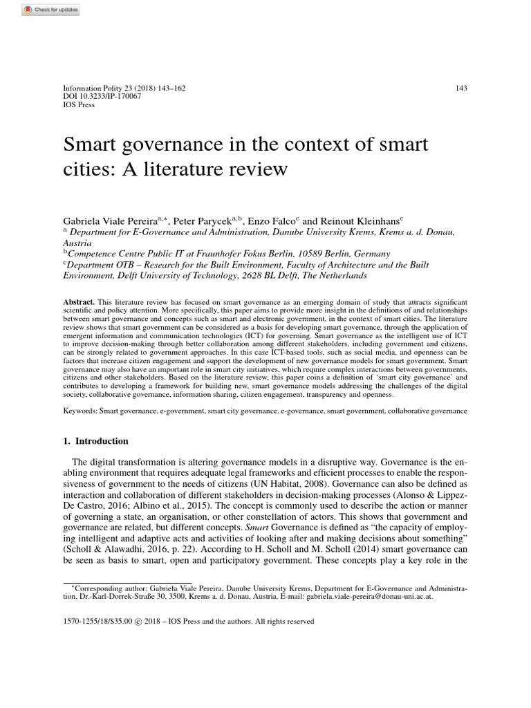 Smart Governance in Smart Cities Review | PDF | Governance | E Government