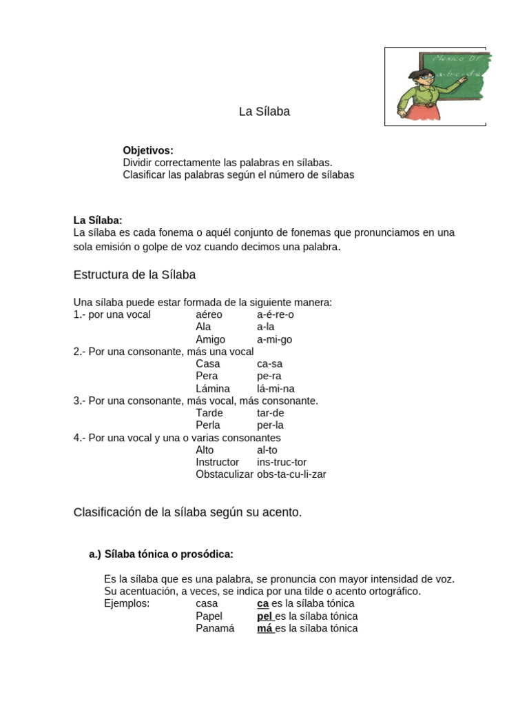 Clasificación de las sílabas y acentos | PDF | Voz humana | Lingüística