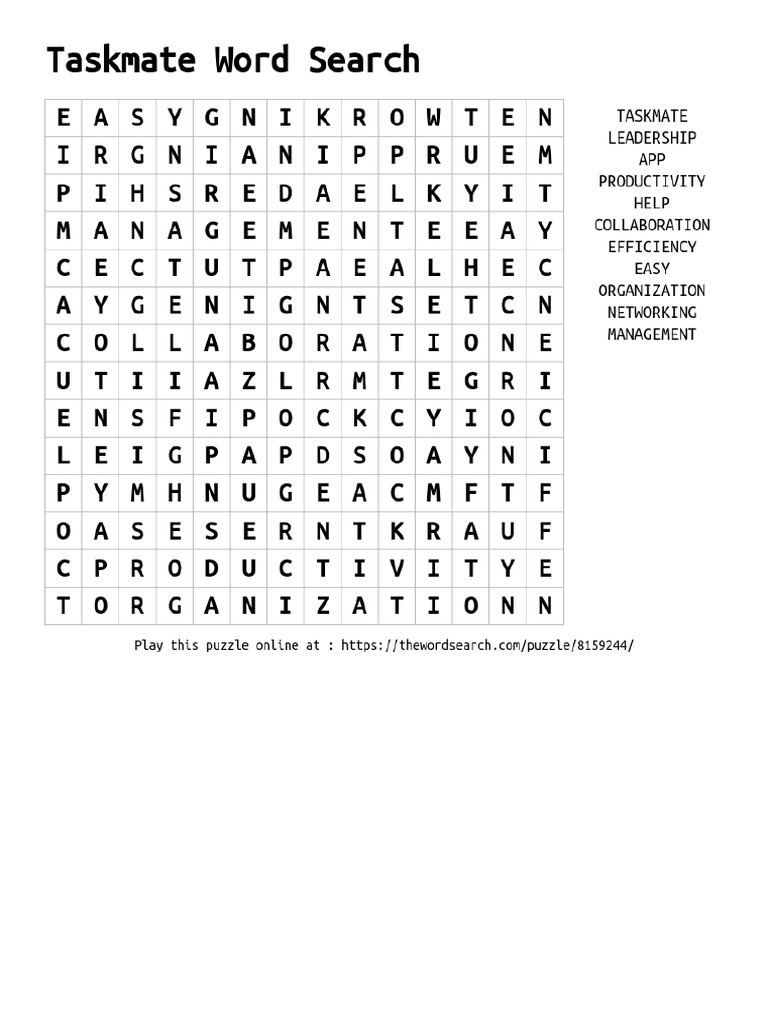 Thewordsearch com taskmate word search 8159244 PDF