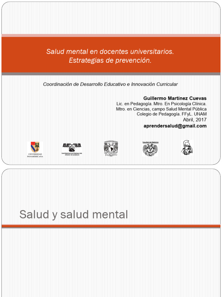 Salud Mental y Estrategias para Docentes | PDF | Burnout ocupacional ...