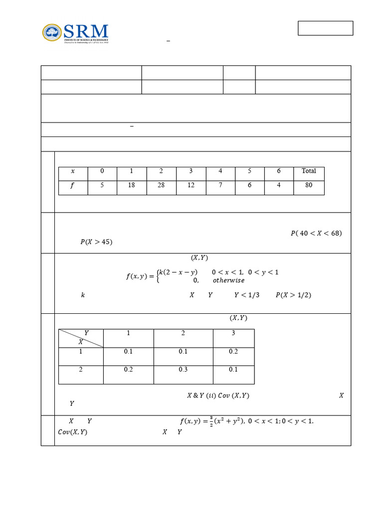 Probability and Queueing Theory Remedial | PDF | Probability Density ...