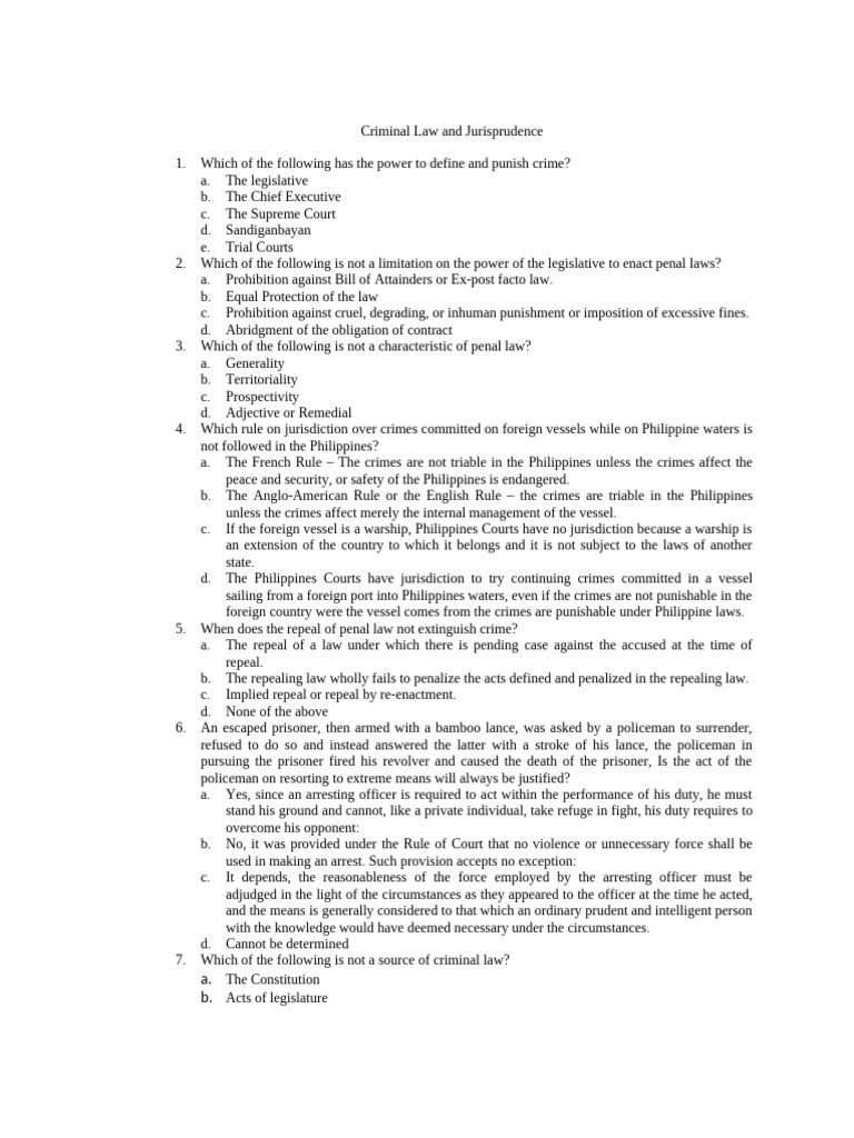 Criminal Law Principles and Jurisprudence | PDF | Crimes | Crime & Violence
