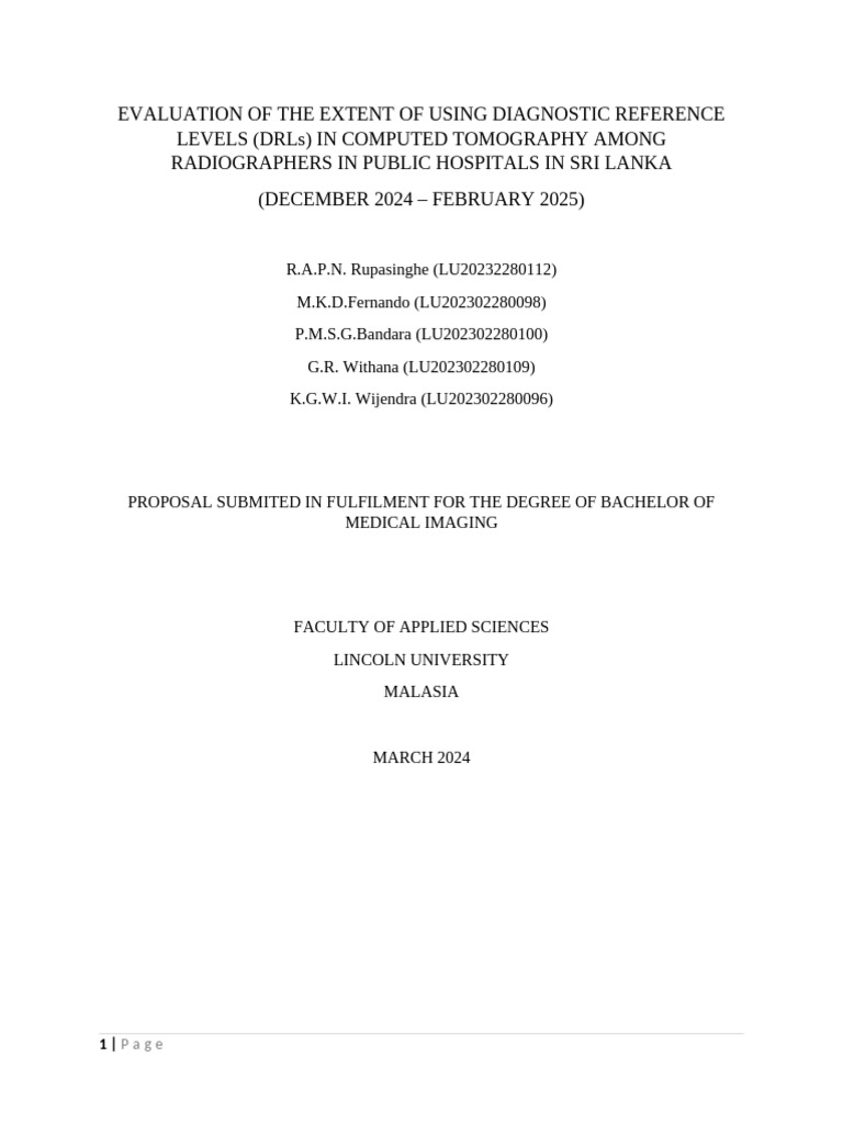 DRL Usage in Sri Lankan CT Radiography | PDF | Ct Scan | Medical Imaging
