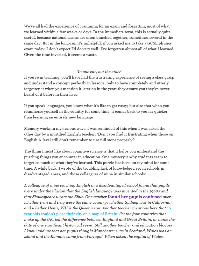 Why Students Forget | PDF | Memory | Recall (Memory)