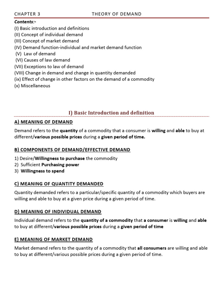 Demand Theory: Individual & Market Concepts | PDF | Demand | Demand Curve